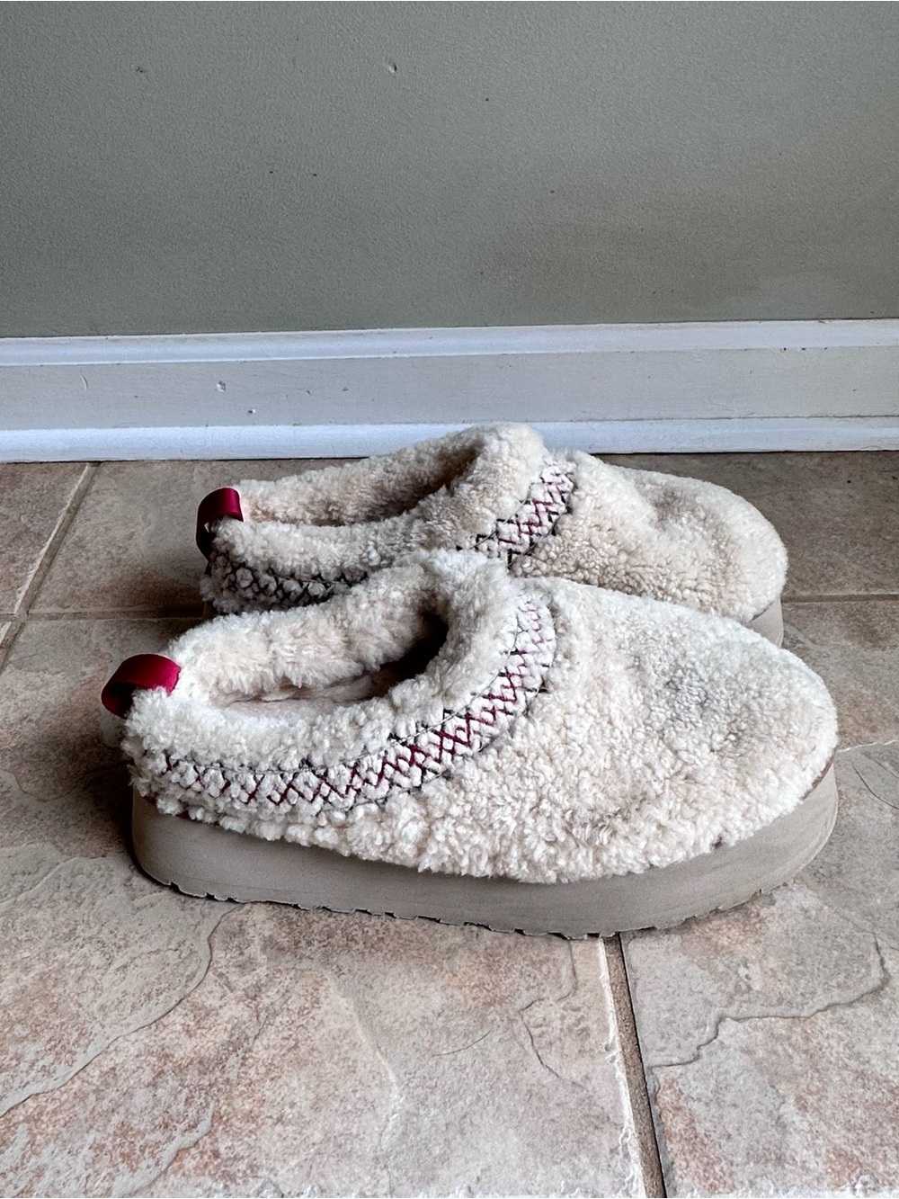 Ugg Tazz Slipper Heritage Braid Fluffy Curly Sheepskin Natural